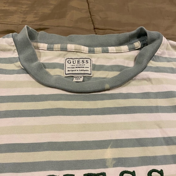 Stripped Guess Embroidered Logo Shirt  Los Angeles Medium - Picture 5 of 7